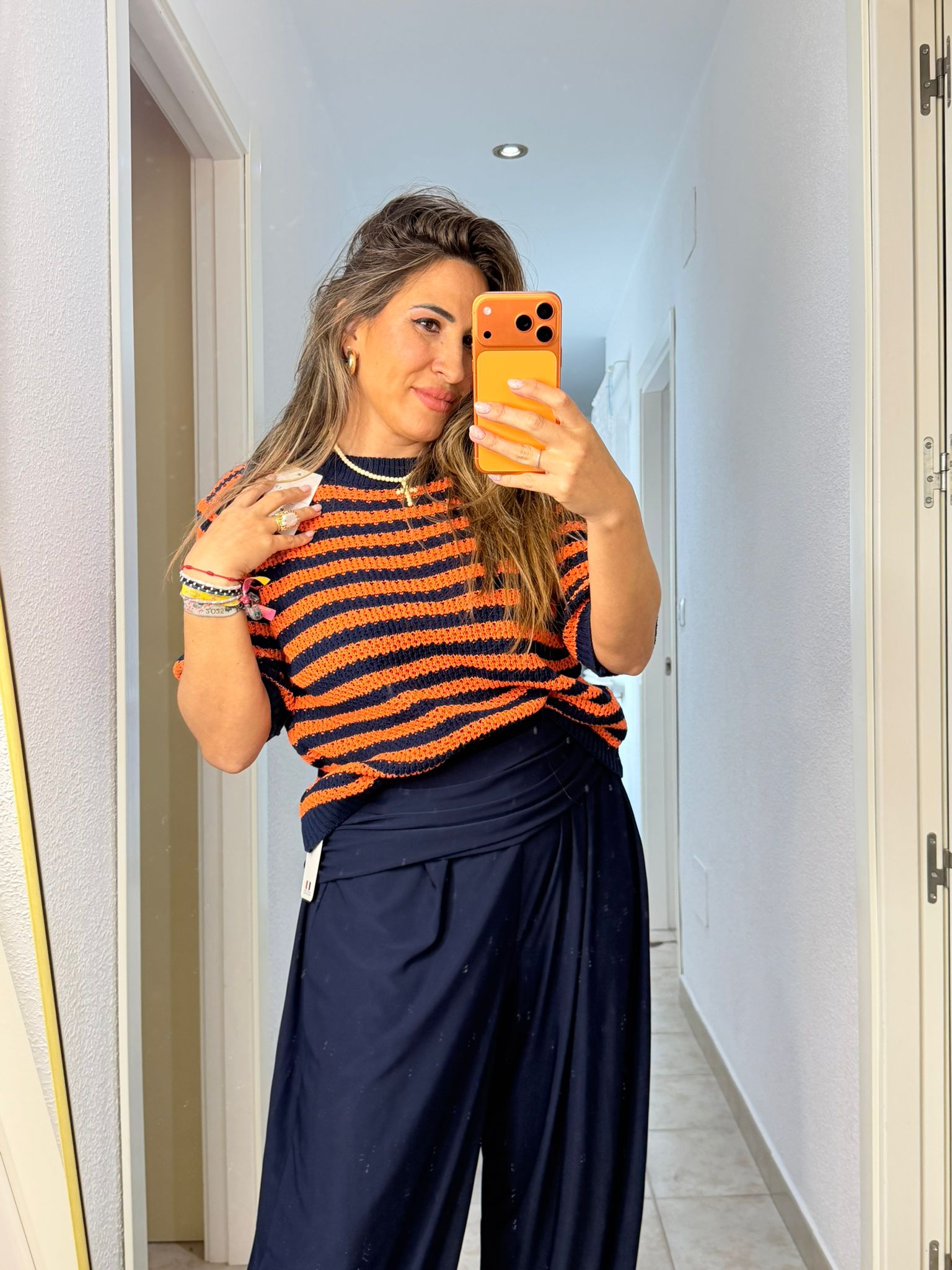 Bombacho de punto frío en azul marino - Imagen 2