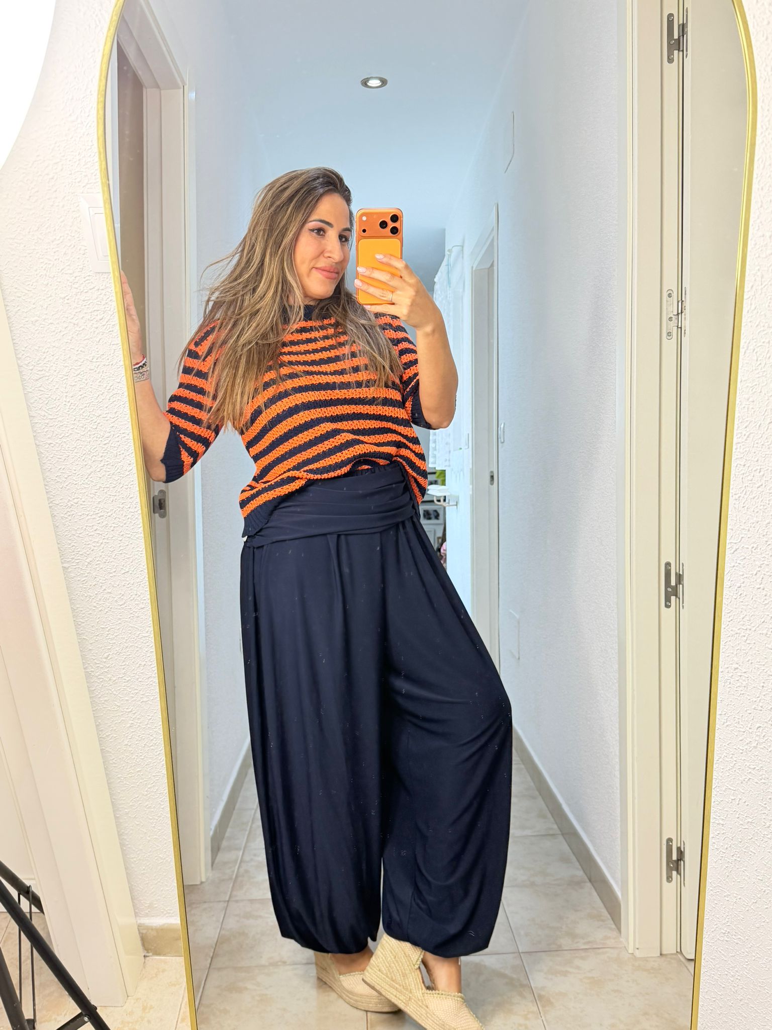 Bombacho de punto frío en azul marino